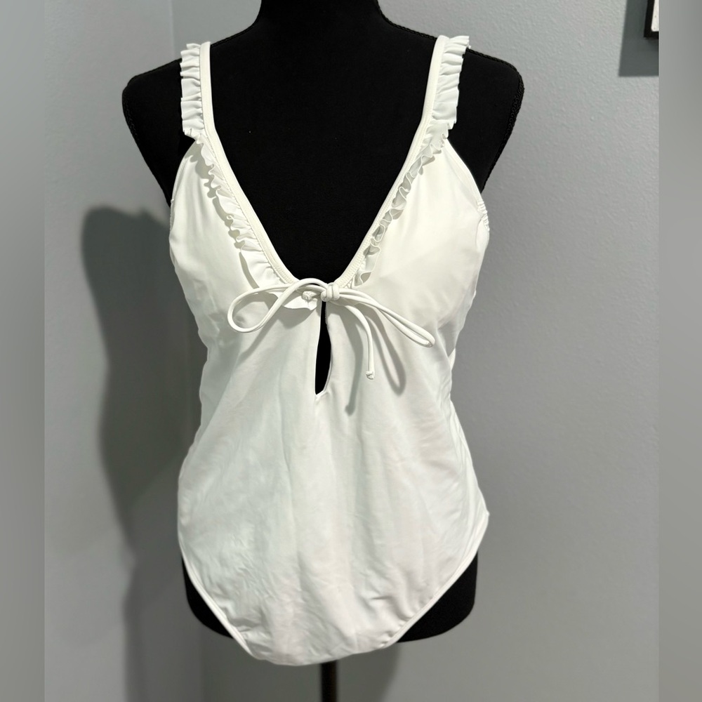 White one piece swim suit - open back size XL